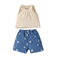 Nouvel ensemble de vêtements d'été pour filles, chemise blanche et short en jean, tenue 2 pièces, été 2026