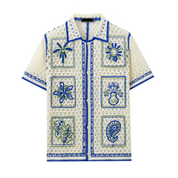 Europa Amerika Vintage Ausgehöhlter Strick-Herrencardigan Outdoor Casual Wasserlöslicher Jacquard-Strick Herren-T-Shirt