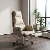 Silla de Oficina Ejecutiva Ergonómica Giratoria de Cuero Genuino con Función Reclinable y Soporte Lumbar para una Asientos Cómoda