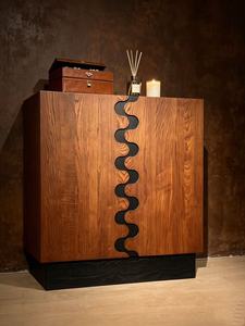 Premium Unique Wave Door Solid Wood Sideboard Creative Art Deco Design <b>Large</b> Storage Mid Century Modern Credenza For Living Room - Product Image 5
