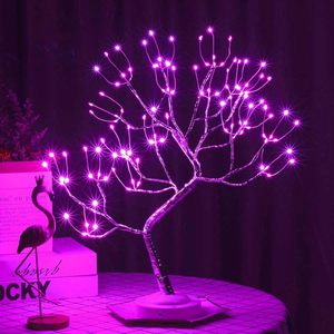 Lampe de bureau <span class=keywords><strong>en</strong></span> forme de lanterne Bonsaï, lampe de nuit LED de bureau, <span class=keywords><strong>arbre</strong></span> <span class=keywords><strong>en</strong></span> fer, branche argentée, feuille dorée perlée, étoile, <span class=keywords><strong>arbre</strong></span> de Noël - Product Image 3