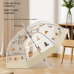 <span class=keywords><strong>Parapluie</strong></span> transparent droit avec <span class=keywords><strong>motif</strong></span> de <span class=keywords><strong>chien</strong></span> chat mignon Design Style classique Contrôle semi-automatique Cadeau pour femme Voyage en plein air - Product Image 2