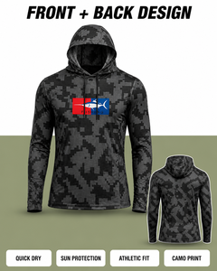 Men's <b>Long</b> <b>Sleeve</b> Camouflage Hooded Fishing <b>Shirt</b> UPF 50 Quick Dry Pullover Top - Product Image 5