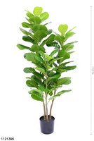 Künstlicher Ficus-Baum mit Blättern und Pflanzgefäß, 1,5 m hoher Kunstbaum mit Naturholzstamm für Heim- und Bürodekoration