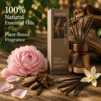 Difusor de Aromas con Varillas de Aceites Esenciales al por Mayor, Aromas Ecológicos a Base de Plantas, Botella Decorativa de Vidrio Corrugado con Tapa de Madera Personalizada