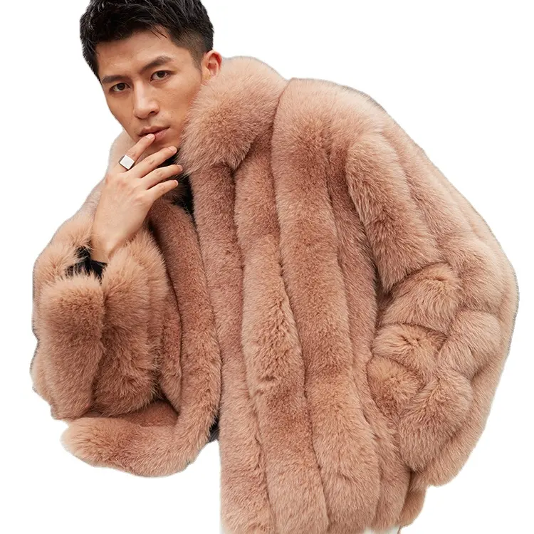 2022 autumn and winter new fur one men's short fox fur coat silver fox coat
