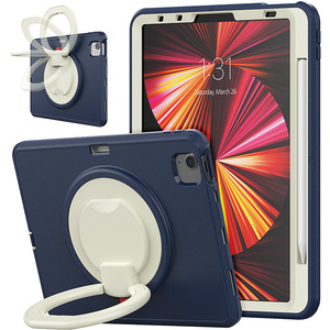 Sarung Tablet kasar Universal, untuk <span class=keywords><strong>iPad</strong></span> <span class=keywords><strong>Air</strong></span> <span class=keywords><strong>4</strong></span>/<span class=keywords><strong>Air</strong></span> 5/Pro 11 pegangan berputar sarung plastik keras dengan tempat pensil - Product Image 1