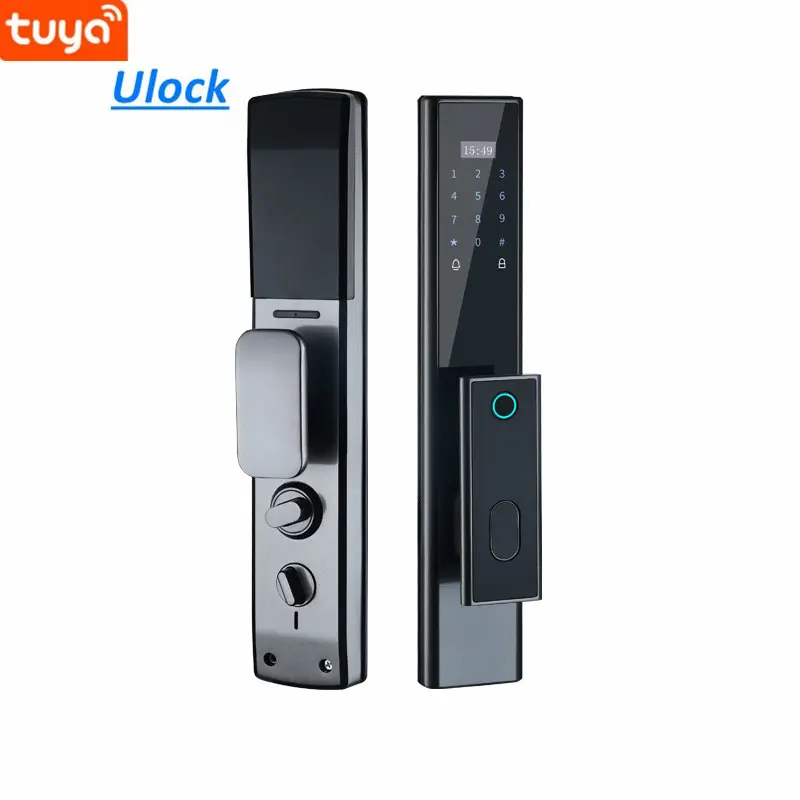New Biometric Fingerprint Security Smart Door Lock Password Electronic Card Operated Aluminium Door Lock Set With Handle