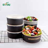 Bols à salade en papier avec logo personnalisé, contenants à emporter de marque 20oz 25oz 32oz 37oz 43oz 44oz