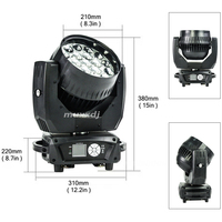 Muxxdj Aura 19X15W RGBW 4IN1 DMX 512 ZOOM LED Moving Head Wash Light pour Éclairage de Scène, Événements et Fêtes
