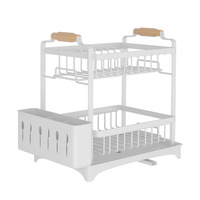 Égouttoir à vaisselle métallique détachable à 2 niveaux, peu encombrant, avec porte-couverts, étagère de rangement pour comptoir de cuisine pour vaisselle