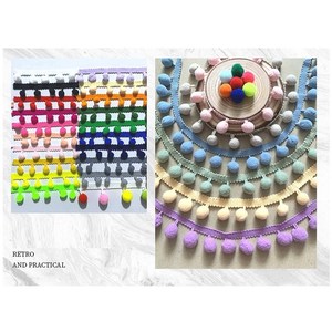 Pequeña bola <span class=keywords><strong>de</strong></span> felpa encaje cortinas hechas a mano accesorios <span class=keywords><strong>de</strong></span> ropa Pom Balls Pompones adornos flecos - Product Image 4