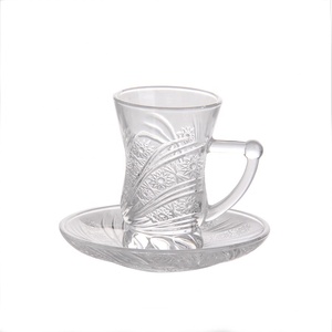 Hochwertiges Italienisches Antikes Goldrand-Glasgeschirr Kaffee-Tee-Tassen und Untertassen Set - Product Image 3