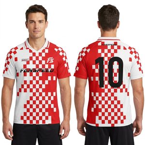 Maillot de <span class=keywords><strong>football</strong></span> sublimé rouge et blanc à carreaux pour les jeunes écoles, personnalisé pour les supporters de l'équipe nationale <span class=keywords><strong>croate</strong></span> - Product Image 1