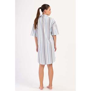 Chemise formelle à épaules dénudées pour femme, motif à carreaux, manches courtes, jupe ovale, décoration brodée, tailles XL 4XL 3XL, popeline - Product Image 1