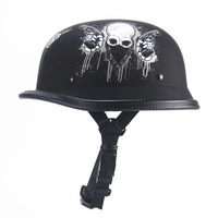 Klasik stilleri WW2 alman kask serin yarım yüz Cascos De Moto pedalı Cruise yarım dümen Vintage motosiklet kaskları iskelet kask