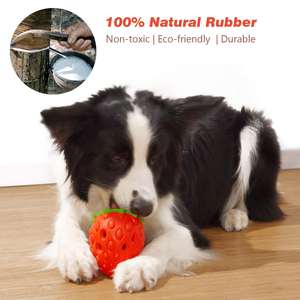 Gıda dağıtım köpek bulmaca oyuncaklar kauçuk köpek çiğneme oyuncakları çilek şekli interaktif köpek zenginleştirme oyuncaklar tedavi - Product Image 3