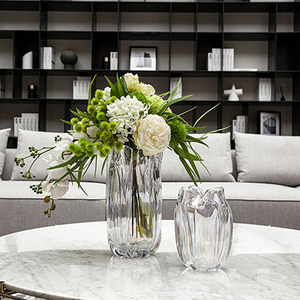 Clear High-grade Color Smooth Brother Big and <b>Small</b> Cylinder Thin Tall Star Glass <b>Vase</b> - Product Image 4