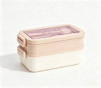 Boîte à bento en acier inoxydable à double couche, conteneur isotherme pour le déjeuner avec couverts, grande capacité, couvercle hermétique, boîte alimentaire portable