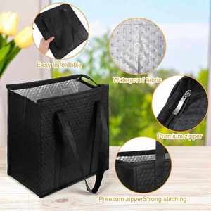 Custom Non Woven Food <b>Delivery</b> <b>Thermal</b> Reusable Tote Aluminum Foil Insulated Grocery <b>Bag</b> With Logo - Product Image 4