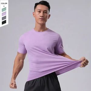 Maglietta a maniche corte con scollo rotondo a maniche corte ad alta elasticità camicia sportiva Casual da uomo a maniche corte - Product Image 1