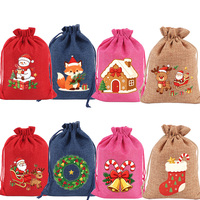 Sac en toile de jute de Noël 2026 13x18cm, logo personnalisable, sac en lin pour bonbons, pochette cadeau réutilisable, idéal pour décorations de Noël, cadeaux et jouets