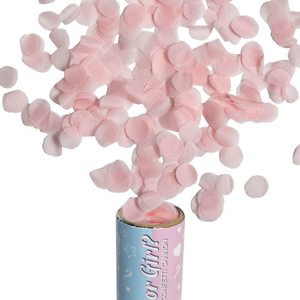 Cannone spara coriandoli rosa e blu da 15 cm per rivelare il sesso del bambino, per feste di baby shower, maschio o femmina. - Product Image 1