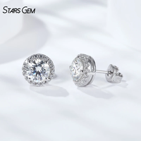 Серьги-гвоздики Starsgem 0.5CT*2 из стерлингового серебра S925 с покрытием из белого золота, с круглыми бриллиантами, выращенными в лаборатории