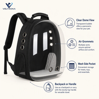 Sac à dos de transport pour animaux de compagnie en forme de capsule spatiale avec fenêtre transparente, sac à dos respirant pour chat avec ouvertures d'aération et poche en filet