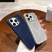 Coque de protection magnétique anti-chute respirante effet peau de luxe avec dissipation thermique pour iPhone 16 Pro Max 17 Air