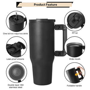 Botella de Agua Deportiva de Acero Inoxidable de Doble Pared de 40 oz, Diseño de Asa Plegable, Se Adapta a los Portavasos de Automóviles <span class=keywords><strong>para</strong></span> Mayor Comodidad en Viajes - Product Image 5