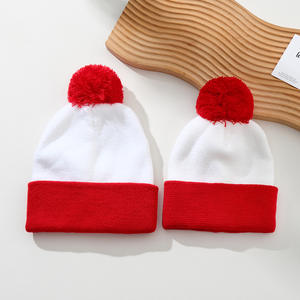 Gorro rojo con pompón, gorro <span class=keywords><strong>de</strong></span> Navidad, gorro <span class=keywords><strong>de</strong></span> invierno, gorro <span class=keywords><strong>de</strong></span> punto para hombres y mujeres, fiesta <span class=keywords><strong>de</strong></span> vacaciones, accesorios <span class=keywords><strong>de</strong></span> Navidad, decoración - Product Image 2