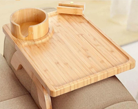 Plateau pliable pour accoudoir de canapé avec support de téléphone rotatif à 360°, en bambou, pour accoudoir de canapé