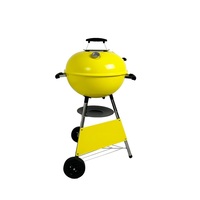 Barbecue portable Eureka AP185-Y en acier émaillé de porcelaine, de luxe moderne, avec chariot et support pliable, pour charbon de bois jaune