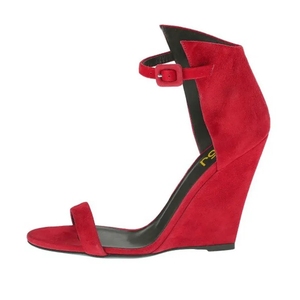 Chaussures à talons compensés en cuir suédé pour femme, sandales à bout ouvert et <span class=keywords><strong>large</strong></span>, Logo personnalisé - Product Image 3