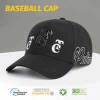 Casquette de baseball noire ajustable de haute qualité avec logo brodé 3D personnalisé et strass, vente en gros directe usine