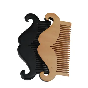 Peigne à moustache en bois professionnel personnalisé pour Salon de coiffure, ustensile de poche pour barbe pour hommes