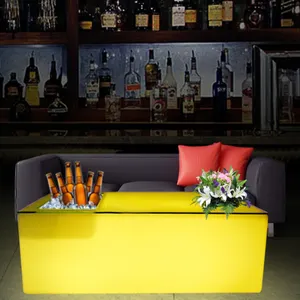 Bar Luminous Table with RGB Night Lamp Remote Control Nightclub Table with Ice Bucket Illuminated Bartending Desk