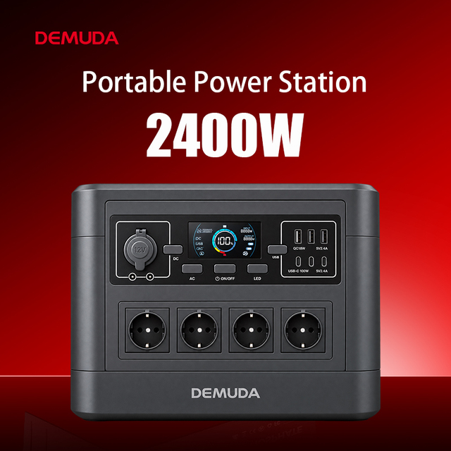 DEMUDA 2400W Rechargeable Lifepo4 Portable Solar Station 1920WH Camping Solar Generator for Electronic Devices MPPT Car