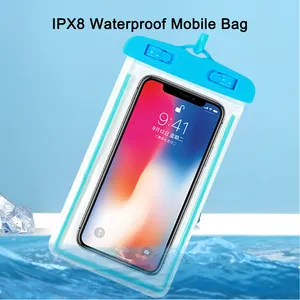 Cheap Promotional Outdoor PVC Waterproof Pouch Fluorescent Light Swimming Water Sports Bag IPX8 Dry Bag