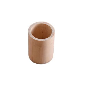 Wooden <b>Pen</b> <b>Holder</b> Round Natural Wood Color Height 11cm Base Diameter 6cm Top Diameter 8cm <b>For</b> Home Office <b>Desk</b> Use - Product Image 1