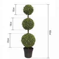 Künstlicher Topiary-Baum mit Eigenem Logo, Dreifach-Kugel 80cm, Drei Ebenen, Schwarzer Topf, Buchsbaum, Eingangsbereich, Innen- und Außendekoration, Wiederverwendbar