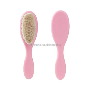 Customize Eco Friendly ABS Plastic Handle Soft Bristles Goat Hair Brush Small Pink Baby Hair Brush For Newborns Ki