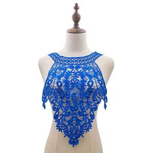 Collari in pizzo staccabili da donna tessuto in pizzo ricamato Royal Blue French Neck L09 - Product Image 4
