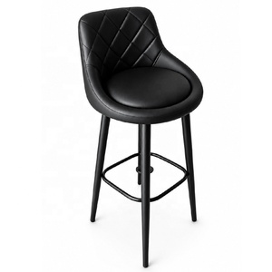 Tabouret de bar moderne rembourré matelassé, chaise de comptoir réglable avec base en métal et siège pivotant pour bar à domicile et salle à manger - Product Image 3