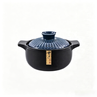 Olla de Cerámica Estilo Chino para Guisos, con Tapa, Resistente a Altas Temperaturas, Apta para Estufas de Gas, Antiadherente, Apta para Lavavajillas, Utensilios de Cocina para Uso Doméstico