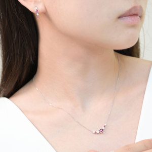 Nueva Colección, Diseño Antiguo Delicado, Oro Blanco Sólido de 18K, Pendientes de Aro con Rubí y Diamante Naturales, Regalo para Mujer - Product Image 5