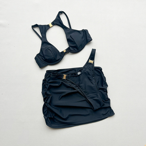 2026 Neues Sexy Bikini-Set <span class=keywords><strong>3</strong></span>-teilig Damen <span class=keywords><strong>Badeanzug</strong></span> mit Bügel Push-up Figurformend Bademode Einfarbiger <span class=keywords><strong>Badeanzug</strong></span> Traje - Product Image 3