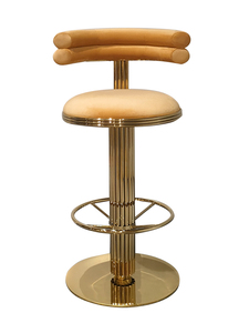 Sgabello da <span class=keywords><strong>Bar</strong></span> in Metallo di Alta Qualità, Sgabello Arancione in Velluto, Sgabello da <span class=keywords><strong>Bar</strong></span> di Lusso in Stile Nordico in Acciaio Inossidabile - Product Image 6