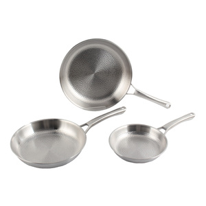 Poêle à frire haut de gamme en acier inoxydable martelé, triple épaisseur, de qualité alimentaire, avec poignée creuse - Product Image 6